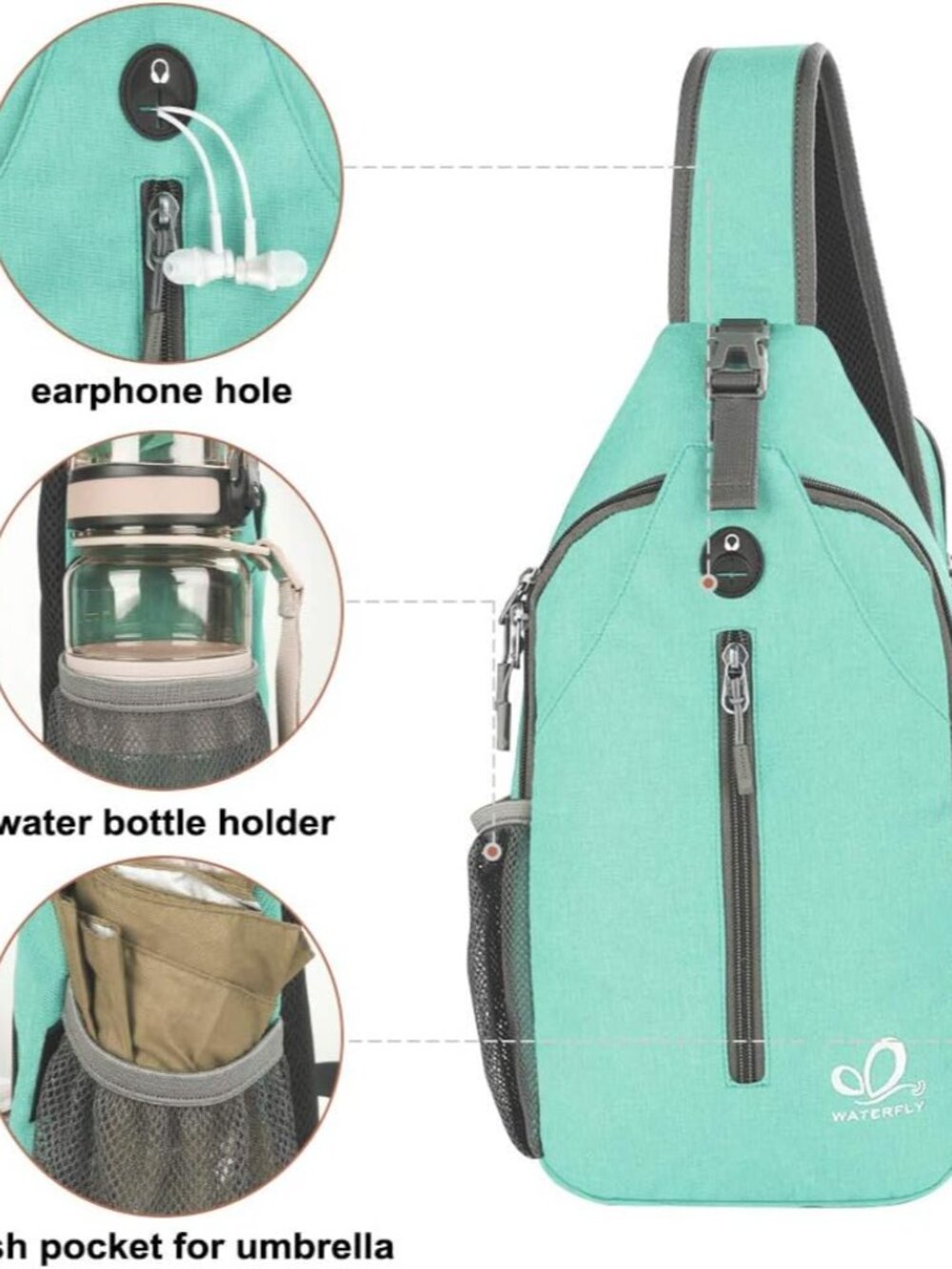 Crossbody Sling Backpack Sling Bag Travel Hiking Chest Bag Daypack - Picture 3 of 6